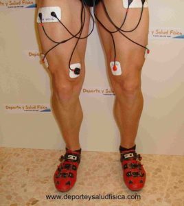 Cuadriceps de pie con electroestimulación ciclismo