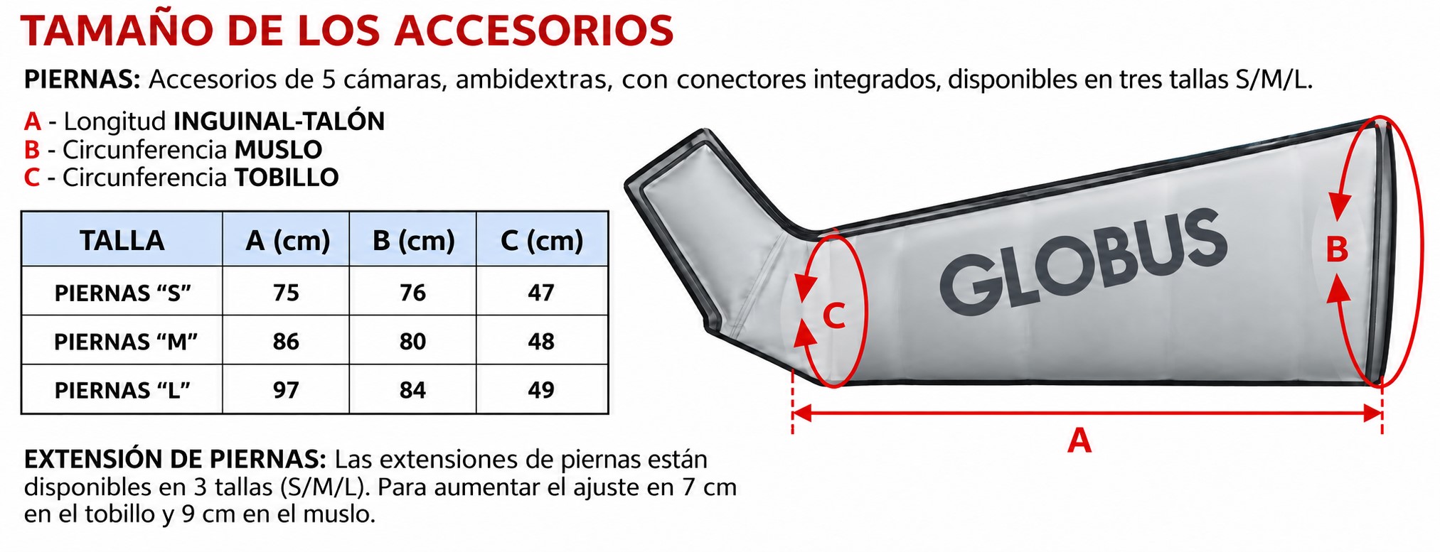 medidas Botas PresCare G250 Globus
